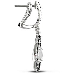 14k Gold Topaz 1ct TDW Black and White Diamond Earrings (G-H, SI1-SI2)