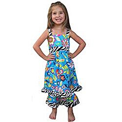 Ann Loren Girl's Tropical Floral Dress and Capri Set