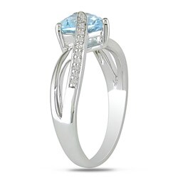 Sterling Silver Sky Blue Topaz and Diamond Accent Heart Ring