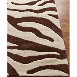 Handmade Alexa Modern Zebra Wool Rug (7'6 x 9'6)