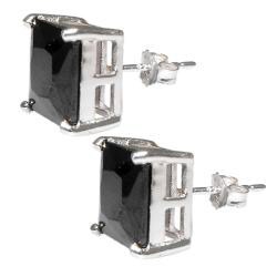 Sterling Silver Black Cubic Zirconia Stud Earrings