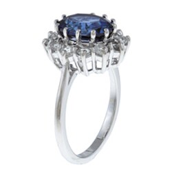 Sterling Essentials Sterling Silver Created Sapphire and White Topaz Diana Ring