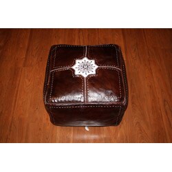 Leather Chocolate Baja Ottoman (Morocco)