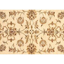 Afghan Hand-knotted Beige/ Brown Oushak Wool Rug (5'9 x 8'9)