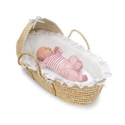 Natural Hooded Moses Basket in White