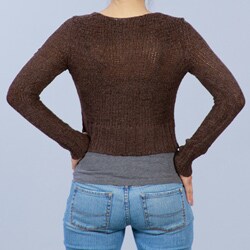 Lou Lou Women's Button Front Long Sleeve Crop Cardigan