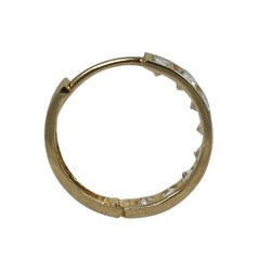 10kt Gold Channel Set Cubic Zirconia Mini-Hoop Earrings