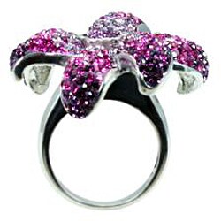 Sterling Silver Shades of Purple Flower Crystal Ring