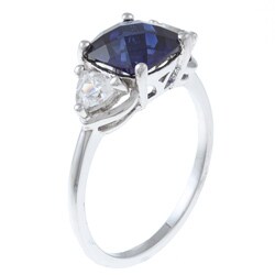 Sterling Silver Created Blue and White Sapphire Ring
