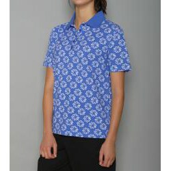 Kim Rogers Women's Blue Flower Pique Golf Polo