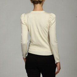 Elio Women's Beaded Puff-shoulder Cardigan 