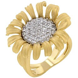 Kate Bissett Two-tone Clear Cubic Zirconia Flower Ring