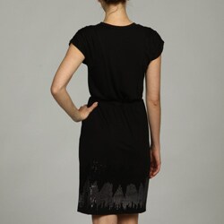 Jessica Simpson Women's Sequins Hem Zipper Sleeve Dress