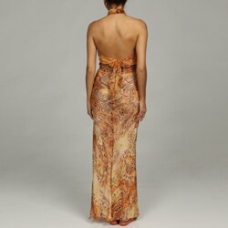Issue New York Women's Silk Paisley Halter Maxi Dress
