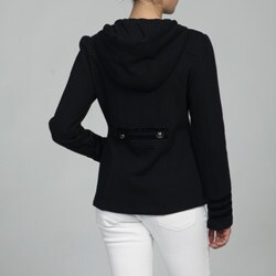 Sebby Collection Women's Black Fleece Military Pea Coat