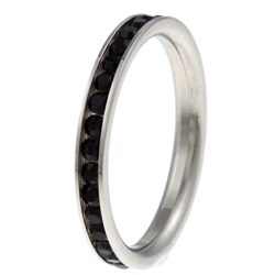 Stainless Steel Black Cubic Zirconia Eternity Ring