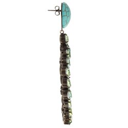 JLC Bijoux Reconstituted Turquoise and Crystal Hoop Earrings