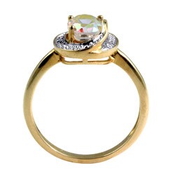 10k Yellow Gold Mystic Topaz and Diamond Accent Ring