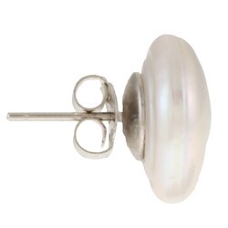 Nanni Silver White Freshwater Coin Stud Pearl Earring (15-16 mm)
