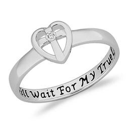 Limoges Sterling Silver Diamond Accent Purity Sentiment Ring