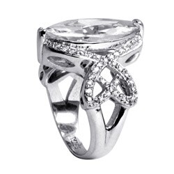 Ultimate CZ Platinum over Sterling Silver Cubic Zirconia Ring Set