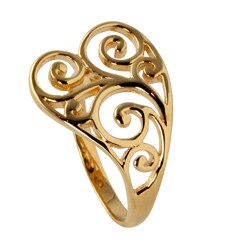 Toscana Collection Gold over Silver Heart Scroll Ring