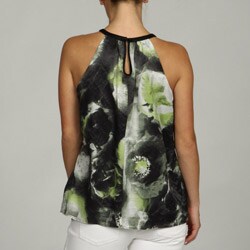 Vivienne Vivienne Tam Women's Sleeveless Shirred Neck Flare Top