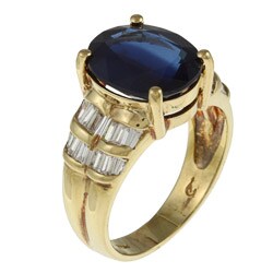 18k Yellow Gold Sapphire and 5/8ct TDW Diamond Ring (H, SI1-SI2)