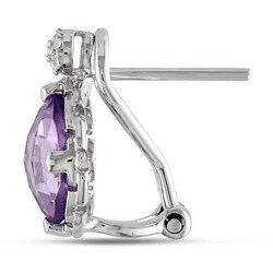 Sterling Silver Amethyst and Diamond Accent Earrings