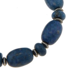 Southwest Moon Sterling Silver Denim Lapis Nugget Stretch Bracelet