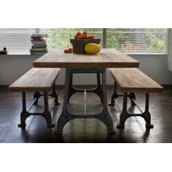 Teak and Metal 3-piece Dining Set (India)