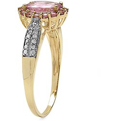 10k Yellow Gold Pink Tourmaline and Diamond Accent Ring