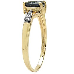 10k Yellow Gold Sapphire and Diamond Accent Ring