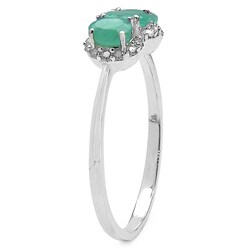 10k White Gold Emerald and 1/10ct TDW Diamond Ring (J-K, I2-I3)