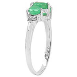 10k White Gold Emerald and Diamond Accent Ring (H-I, I2-I3)