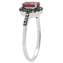 10k White Gold Ruby and 1/4ct TDW Black Diamond Ring