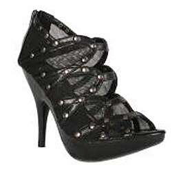 Sweet Beauty 'Vanessa' Women's Mesh Studded Open-toe Heels