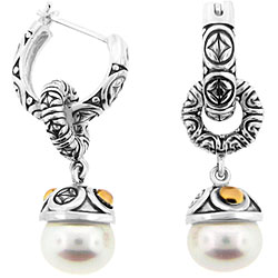 Meredith Leigh Sterling Silver Freshwater Pearl Dangle Earrings (10-11.5 mm)