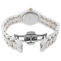 Le Chateau All White Ceramic Women's Watch with Zirconia Studded Bezel