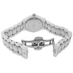 Le Chateau Women's All White Ceramic Watch with Zirconia Studded Bezel