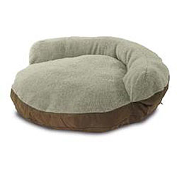 Round Brown Microsuede and Sherpa Pet Bed 