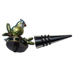 Cristiani Crystal Jeweled Blue Jay Wine Stopper
