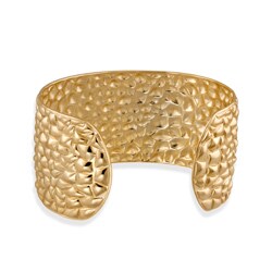 18k Gold over Stainless Steel Textured Cuff Bracelet