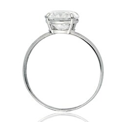 10k White Gold Clear Cubic Zirconia Solitaire Ring