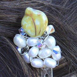 Ardent Designs Pearl and Swarovski Crystal Leaves Hair Clips (Set of 2)