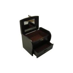 Colonial Jewelry & Keepsake Box in Aged Ebony with Mirror Lid & 1 Drawer