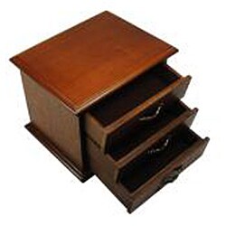 Colonial Jewelry & Keepsake Box in Aged Brown with 3 Drawers