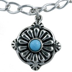 Southwest Moon Sterling Silver Turquoise Dangle Anklet