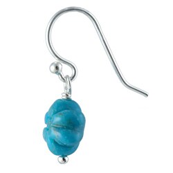 Silvermoon Sterling Silver Carved Flower Turquoise Earrings