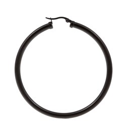 Black Ion-plated Stainless Steel 60-mm Hoop Earrings
